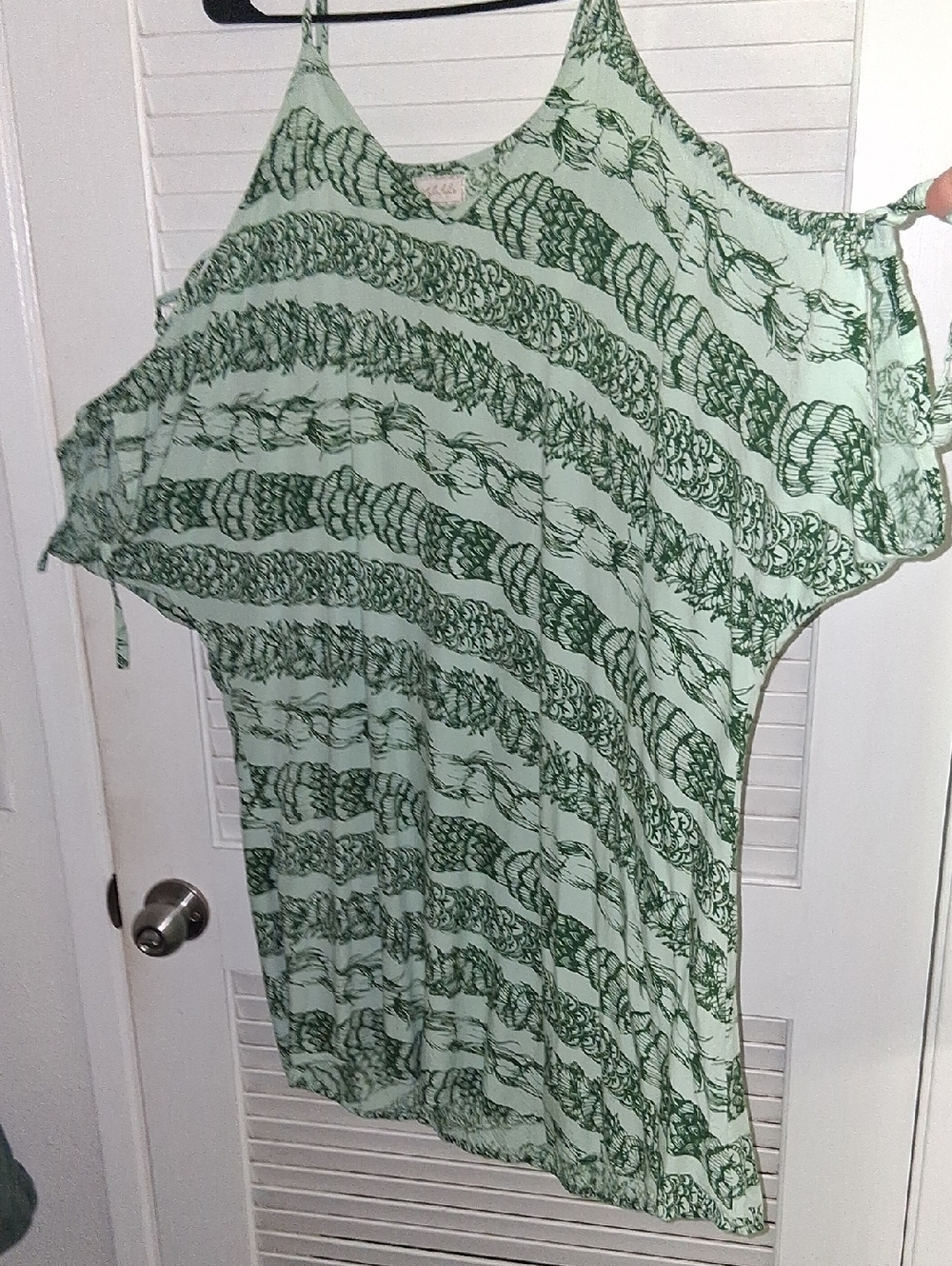 Kahulale'a Green Lei Dress Shoulder Ties